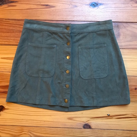 Altar’d State Army Green Suede Mini Skirt, EUC, L - Picture 3 of 9